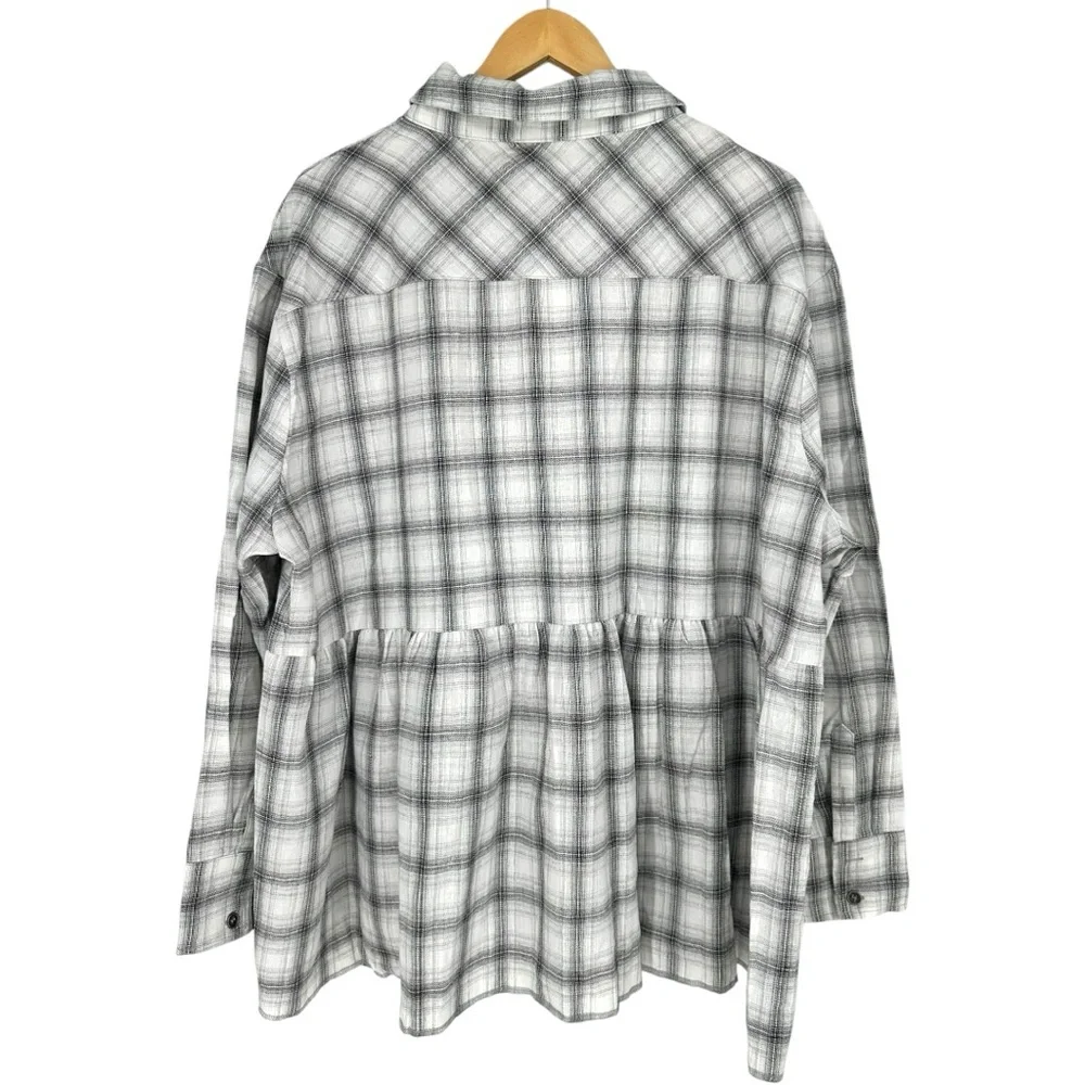 Heyson Make your Mark Top size 1X Plaid Long Sleeves Babydoll NWT